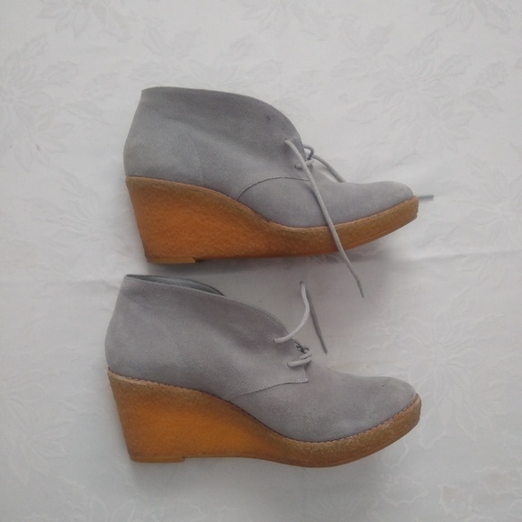 Cole Haan suede wedge ankle boots lace up